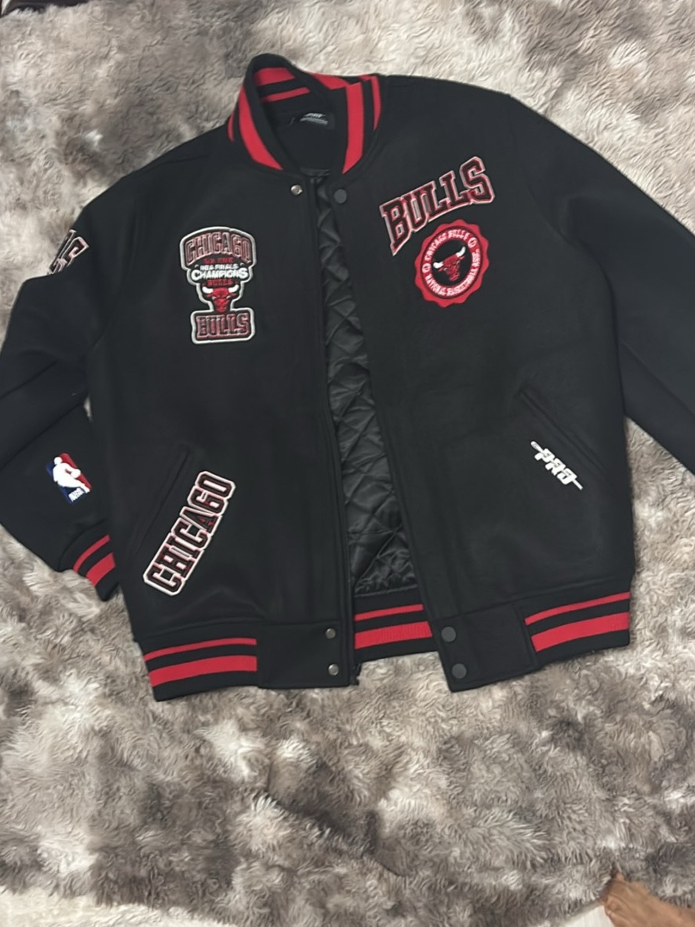 Kids Black and Red Team Patch Varsity Jacket - Picture 5 of 5